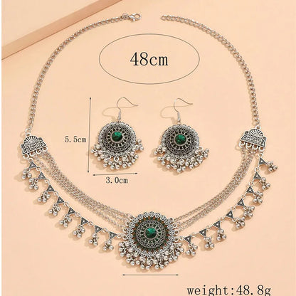 Ensemble Collier Statement Strass Pompons – Boucles Perles Métal