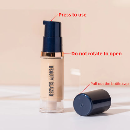 Fond de Teint Liquide Beauty Glazed 6 Couleurs - Couvrance Totale Waterproof Hydratant Effet Naturel Longue Tenue