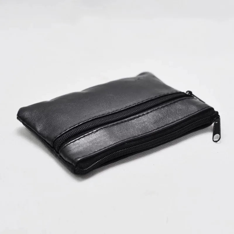 Porte-Monnaie Cuir Zipper Homme Femme - Mini Wallet Porte-Clés Compact