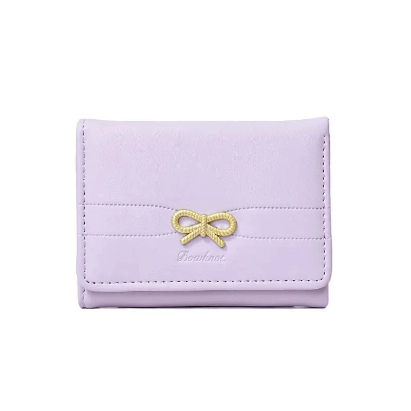 Portefeuille Femme Nœud Mignon Tri-Fold - Wallet Étudiant Porte-Cartes Porte-Monnaie Noir