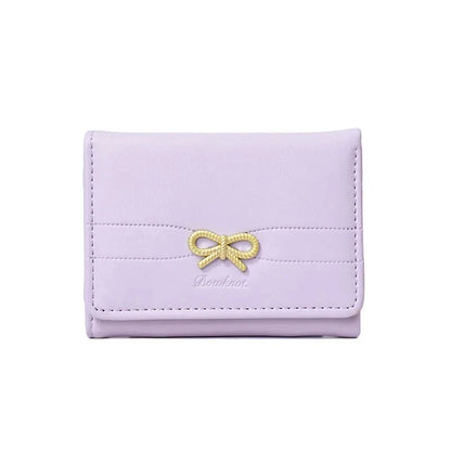 Portefeuille Femme Nœud Mignon Tri-Fold - Wallet Étudiant Porte-Cartes Porte-Monnaie Noir