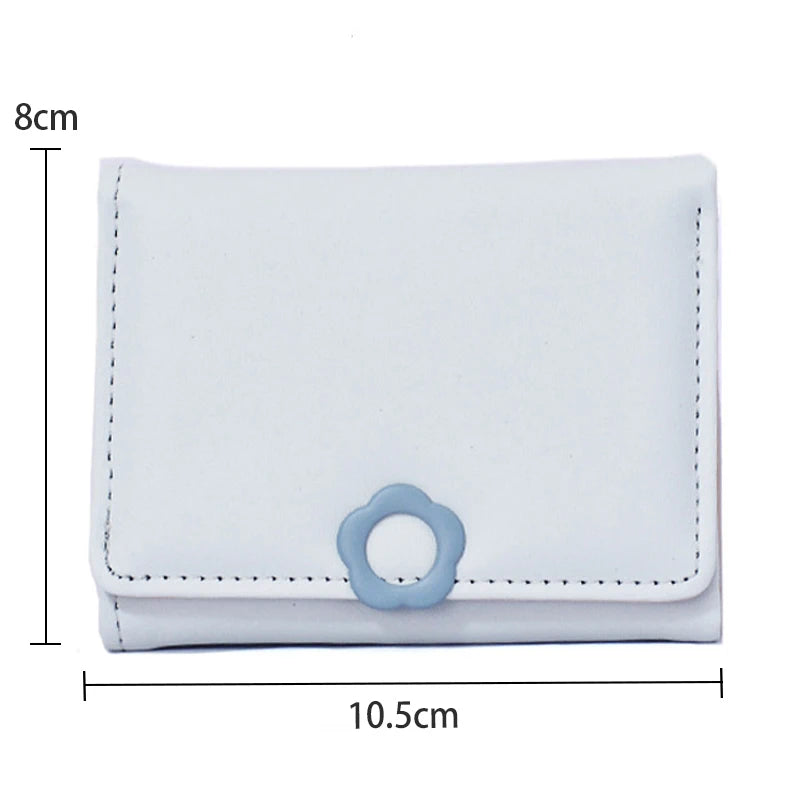 Portefeuille Femme Tri-Fold Cuir PU Bouton Fantaisie - Porte-Cartes Court Porte-Monnaie