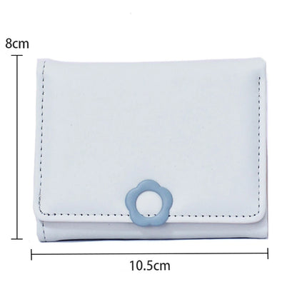 Portefeuille Femme Tri-Fold Cuir PU Bouton Fantaisie - Porte-Cartes Court Porte-Monnaie
