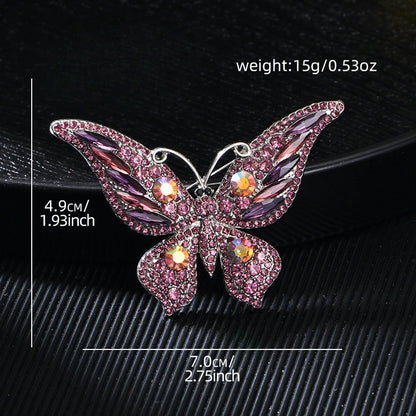 Broche Papillon Cristaux Multicolores Luxueuse Exquise – Pin's Insecte Zircons Mignon Femme