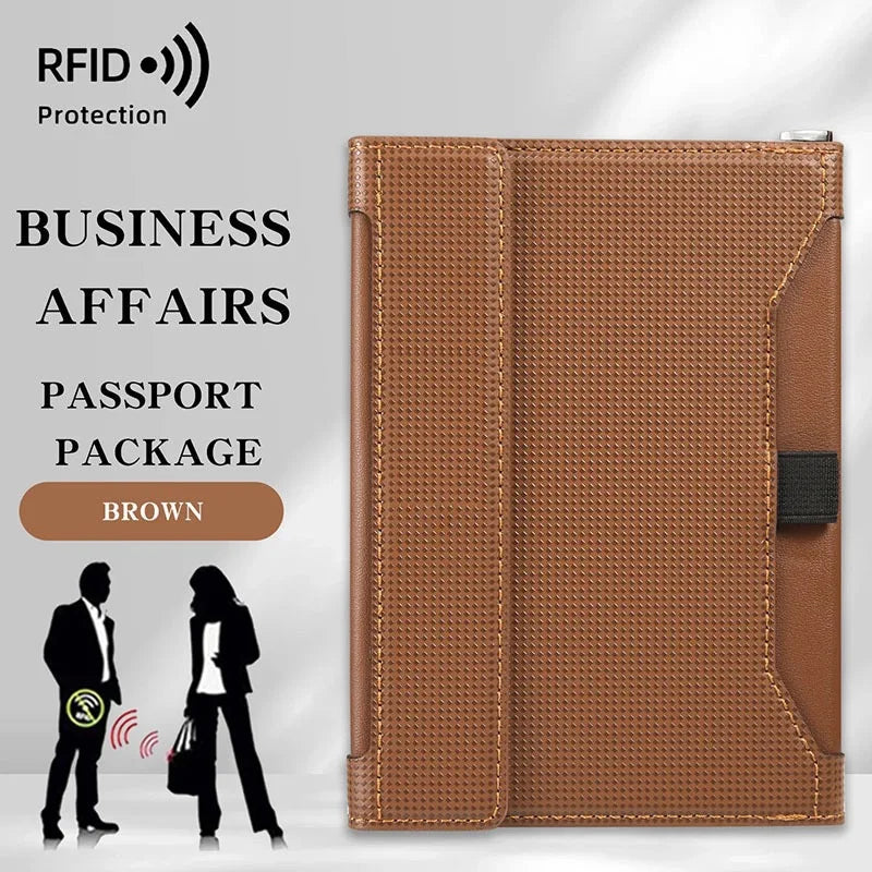 Portefeuille Passeport RFID Cuir - Porte-Passeport Voyage Homme Femme avec Protection Anti-Piratage