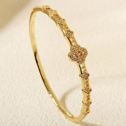 Bracelet Cuivre & Zirconia Femme – Élégance Minimaliste Style Européen