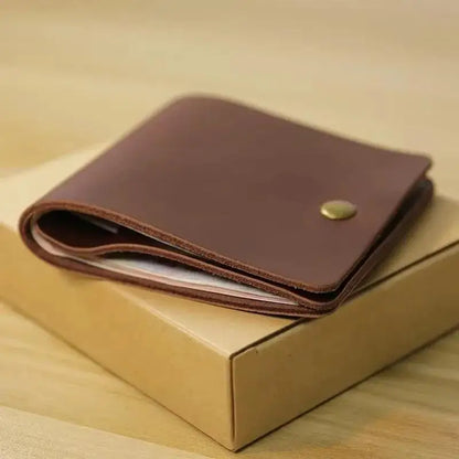 Portefeuille Cuir Minimaliste Bifold - Porte-Carte Rétro Homme Femme