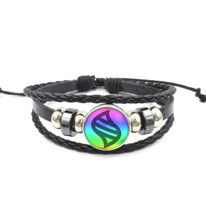 Bracelet Cuir Tressé Main Cabochon Verre - Jonc Ajustable Bohème