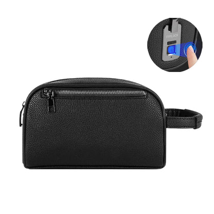Portefeuille Cuir Fermeture Éclair Serrure Empreinte Digitale - Sac Anti-Vol Sécurisé Homme Femme