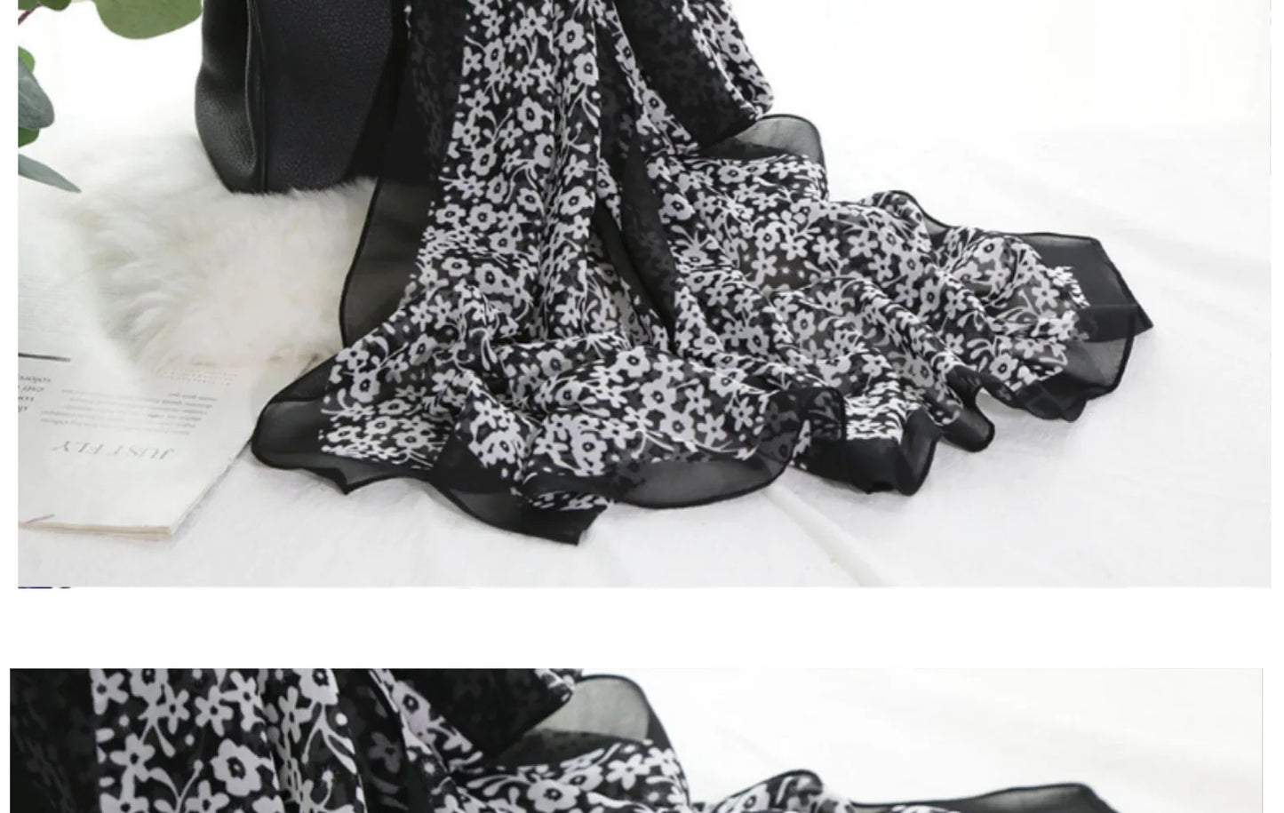 Foulard Écharpe Mousseline Petite Fleur Femme - Bandana Hijab Châle Été Protection Solaire