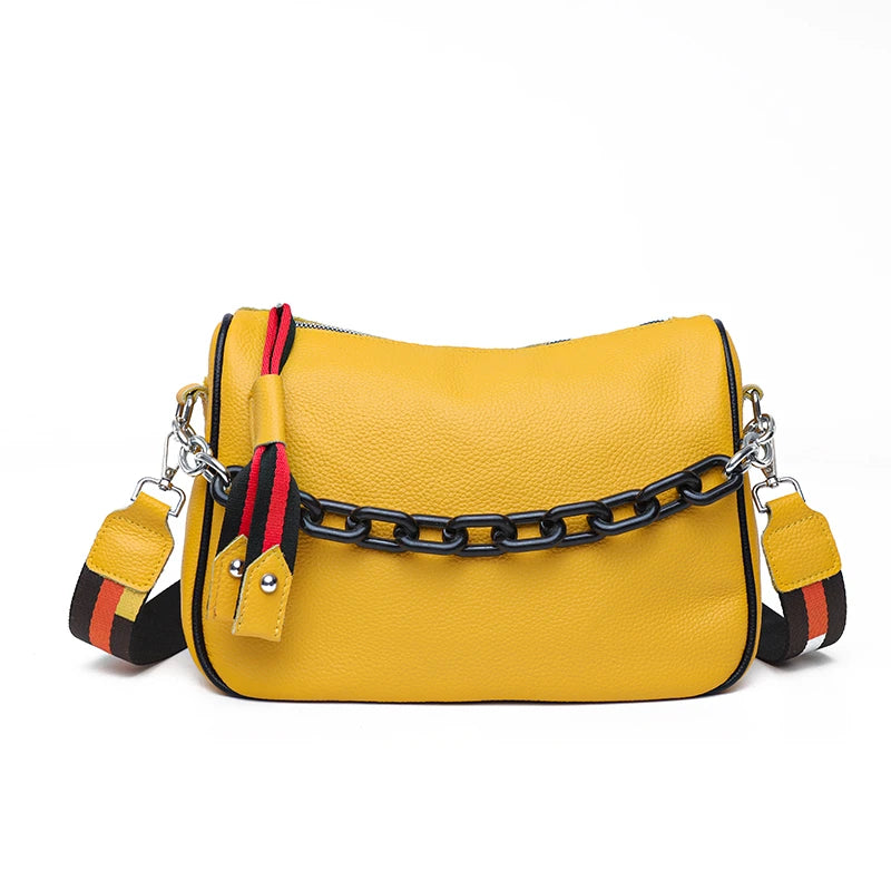 Sac Crossbody Femme Cuir Véritable Vachette 100% - Bandoulière Large Souple