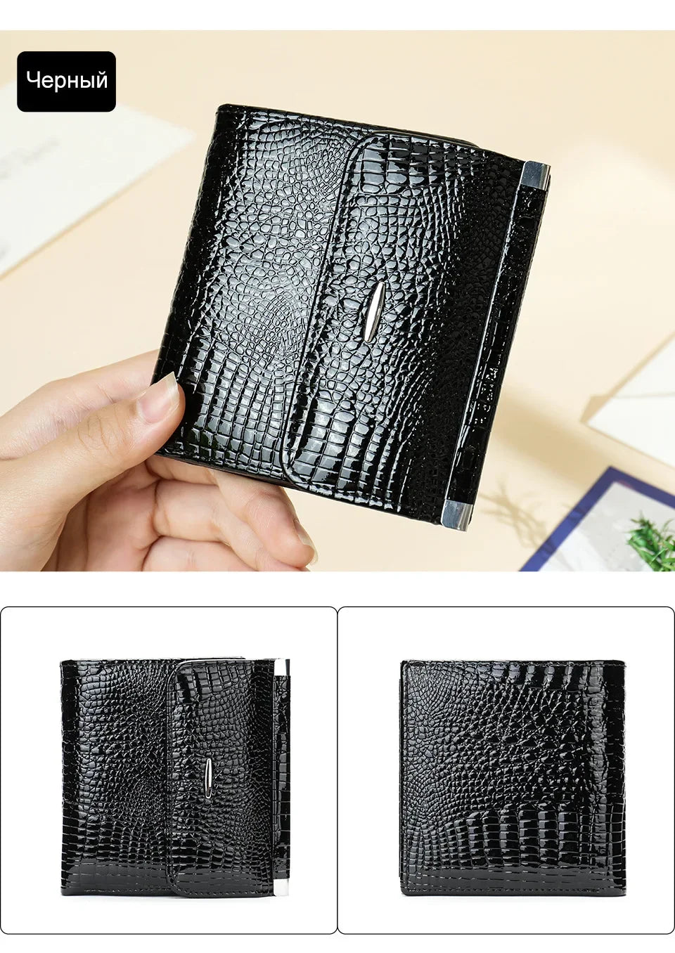 Portefeuille Femme Luxe Clip Cuir - Clutch Soirée Designer Porte-Cartes Crédit