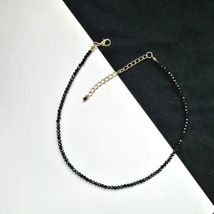 Collier Choker Perles Noires Minimaliste - Ras-du-Cou Court Élégant