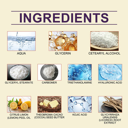 Crème Visage Citron Beurre de Cacao - Hydratante Réparatrice Nourrissante Éclaircissante Soin Beauté