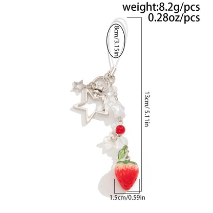 Porte-Clés Kawaii Perles Fraise Animé – Charm Sac Y2K Mignon