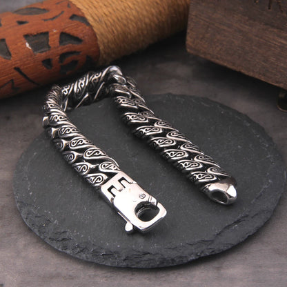 Bracelet Gourmette Acier Inoxydable Homme – Chaîne 12mm Style Viking Vintage