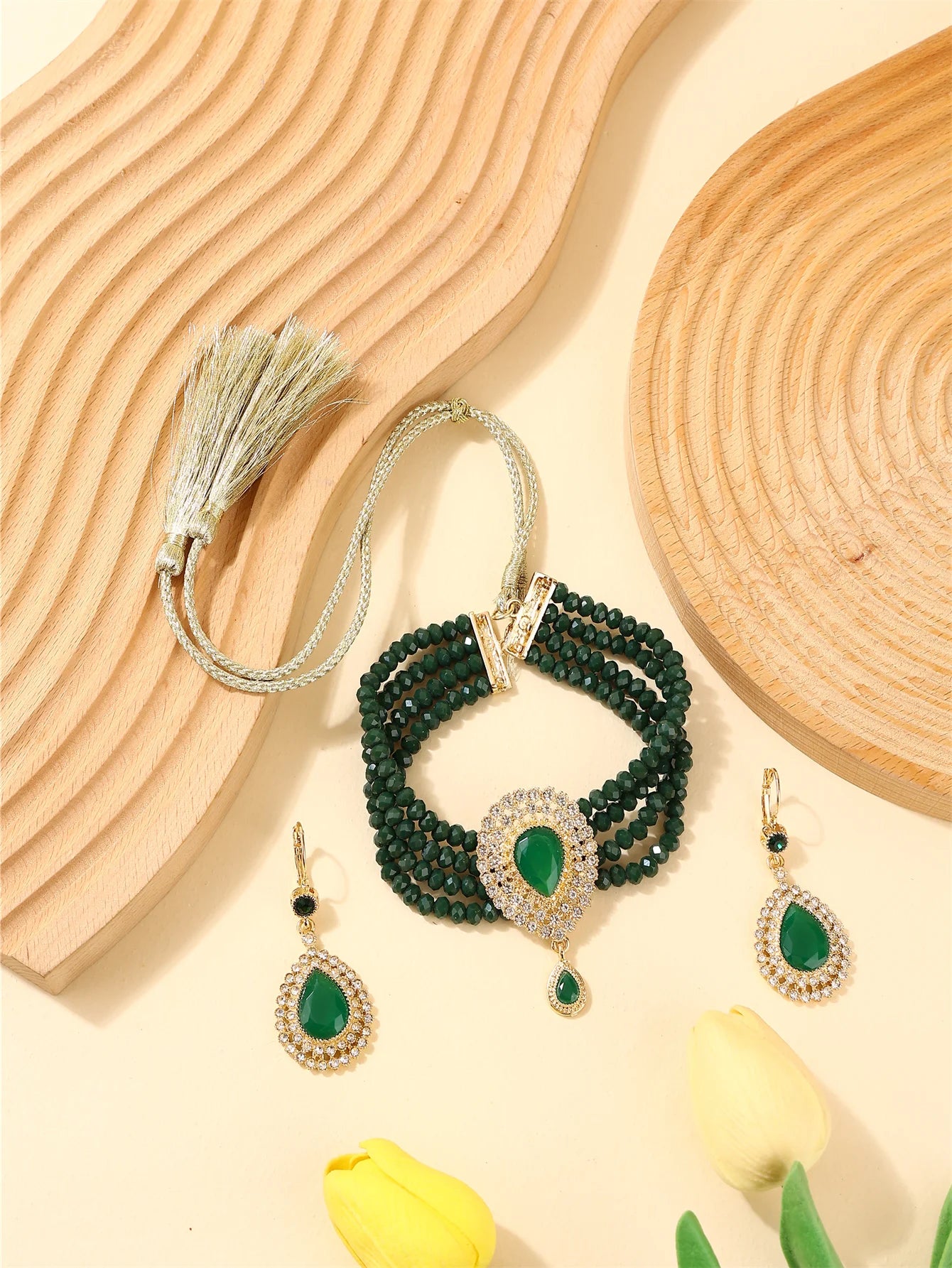 Ensemble Bijoux Marocain Traditionnel – Boucles Bracelet Mariée Luxe