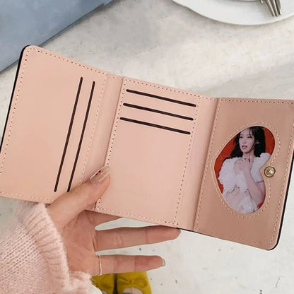 Portefeuille Femme Kawaii Cute Trifold PU - Porte-Carte Multi-Emplacements Porte-Monnaie Étudiant Noir
