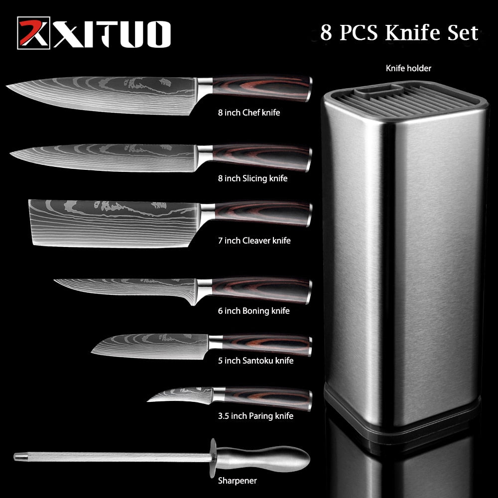Couteaux de Chef Professionnels 1-10 Pièces - Set Cuisine Acier Inoxydable