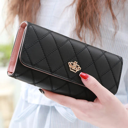 Portefeuille Long Femme Rose Carreaux - Porte-Monnaie Téléphone Hasp Mignon