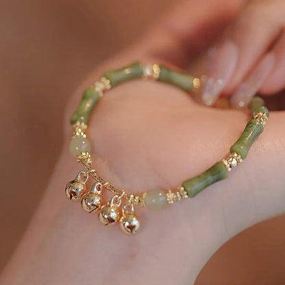 Bracelet Bangle Bambou Rétro Style Chinois Clochette – Exquis Pendentif Mode Femme