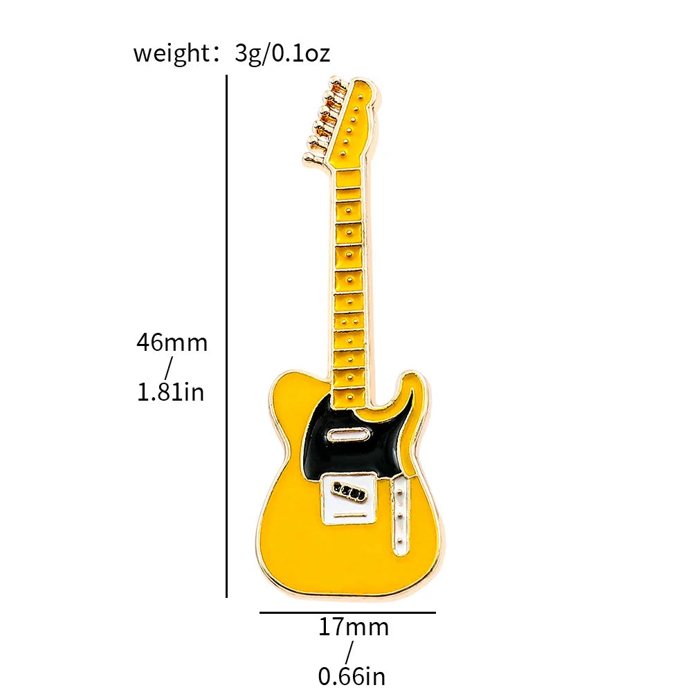 Broche Guitare Instrument Musical Amusante Émaillée – Pin's Badge Kpop Rock Musique Unisexe