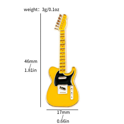Broche Guitare Instrument Musical Amusante Émaillée – Pin's Badge Kpop Rock Musique Unisexe