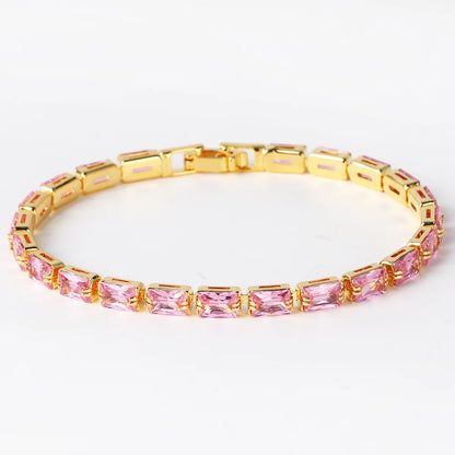Bracelet Plaqué Or 18K Zircons Arc-en-Ciel – Luxe Micro-Pavé Étanche