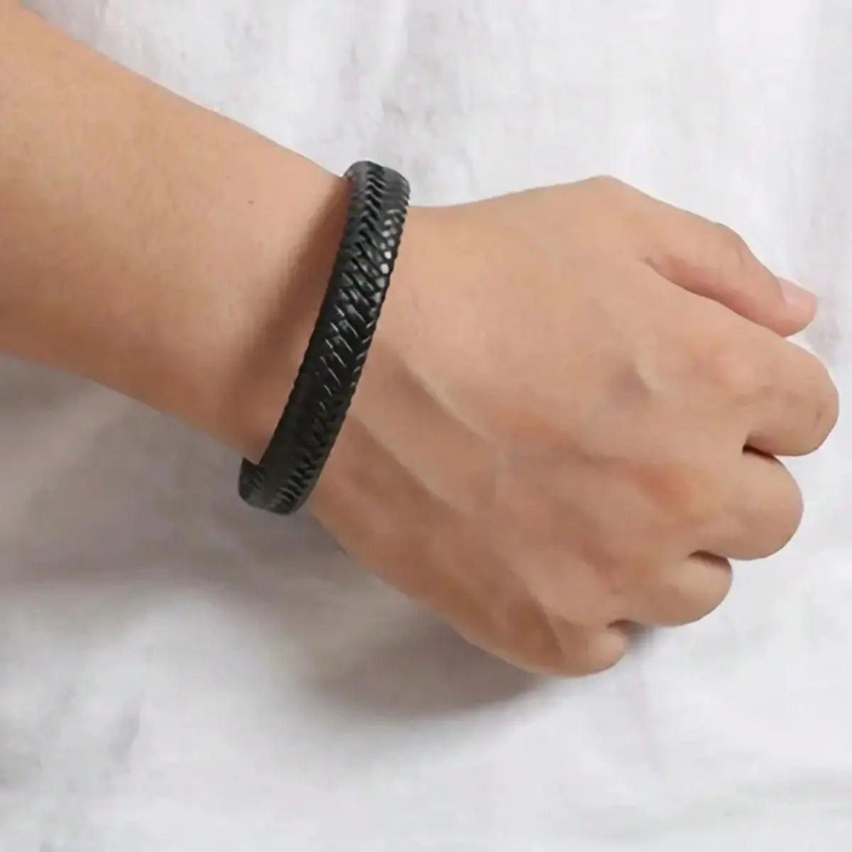 Bracelet Cuir PU Magnétique Homme – Style Mature Élégant Cadeau