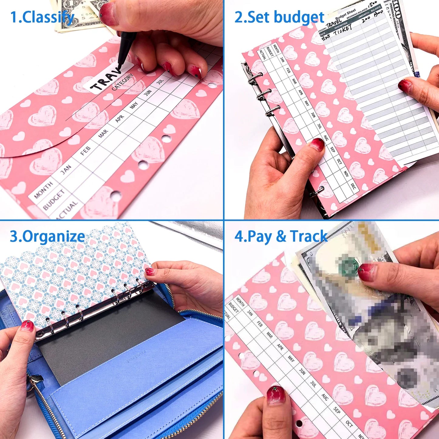 Portefeuille Long Femme Multi-Fonctions - Porte-Passeport Cartes Monnaie