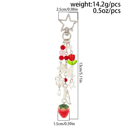 Porte-Clés Kawaii Perles Fraise Animé – Charm Sac Y2K Mignon