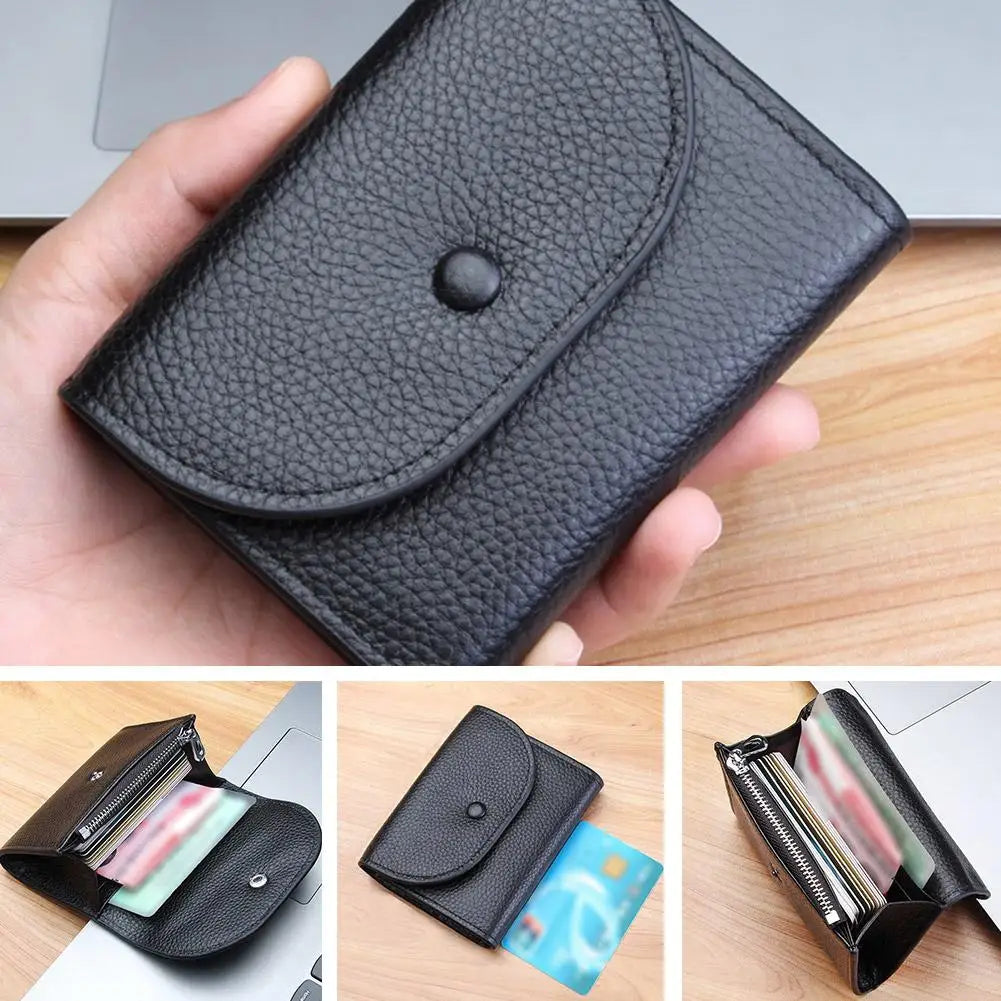 Portefeuille Femme Cuir PU Porte-Carte Compact - Petit Porte-Monnaie Clutch Portable Sac Fashion Noir