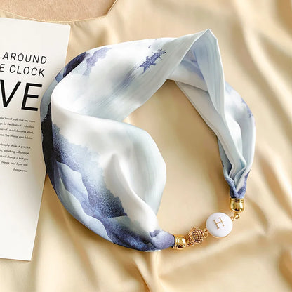 Women's Square Scarf with Magnetic Buckle - Versatile Summer Luxury Scarf/Necklace