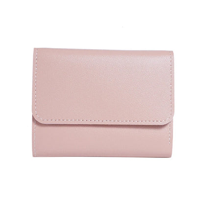 Portefeuille Femme Compact Rose - Mini Porte-Monnaie Cuir PU avec Fermoir et Compartiment Pièces