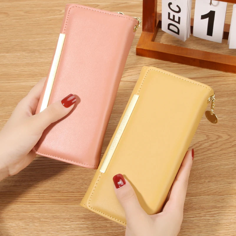 Portefeuille Femme Trifold Long Haut de Gamme - Multi-Cartes Multifonction