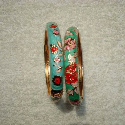 Bracelet Jonc Cloisonné Émaillé Pivoine – Artisanat Ethnique Classique