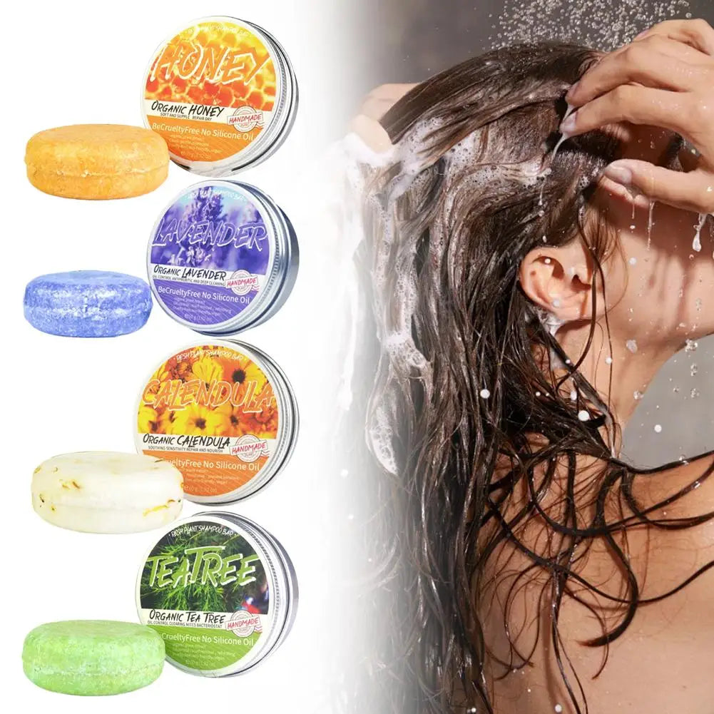 Pack 4 Savons Shampooing Naturels - Huiles Essentielles Anti-Pelliculaire