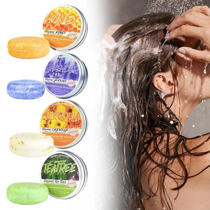 Pack 4 Savons Shampooing Naturels - Huiles Essentielles Anti-Pelliculaire