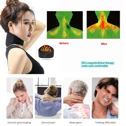 Ceinture Chauffante Magnétique Cou Tourmaline - Masseur Thermique Cervicales Douleurs Support