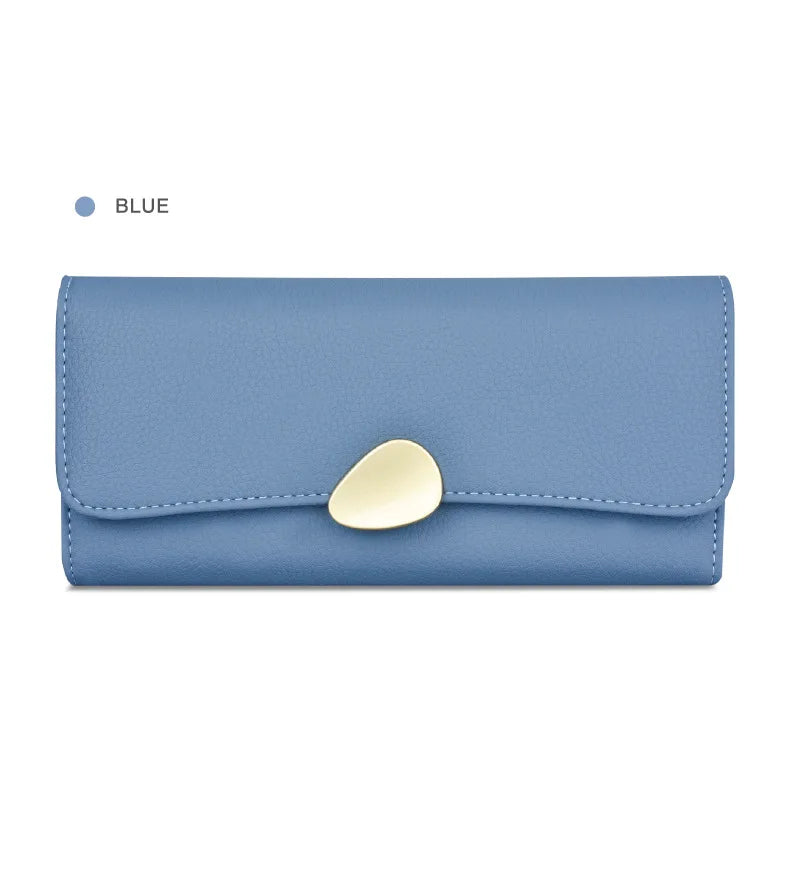 Portefeuille Femme Long Cuir Simple Fashion - Porte-Carte Crédit Porte-Chéquier Rouge Kaki Élégant