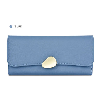 Portefeuille Femme Long Cuir Simple Fashion - Porte-Carte Crédit Porte-Chéquier Rouge Kaki Élégant