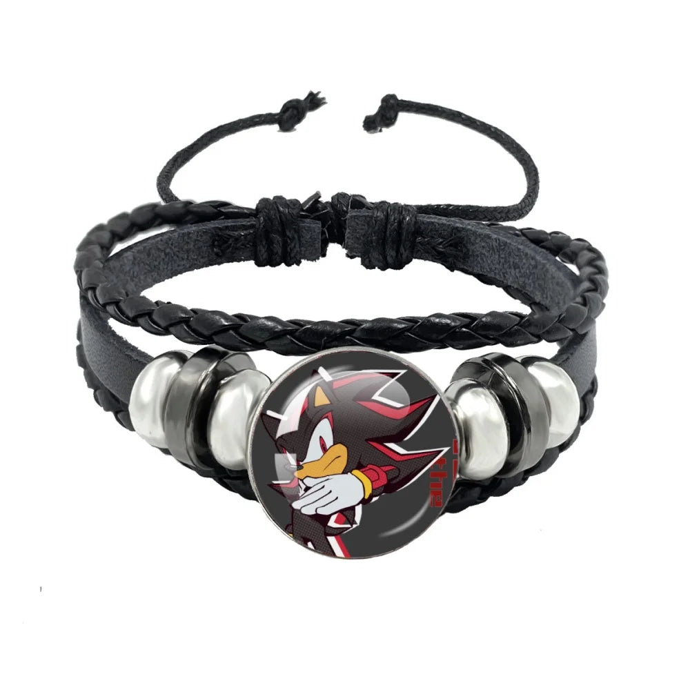 Bracelet Shadow le Hérisson Cabochon Verre – Cuir Multicouche Tressé Unisexe
