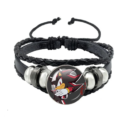Bracelet Shadow le Hérisson Cabochon Verre – Cuir Multicouche Tressé Unisexe