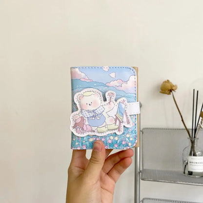Portefeuille Femme Court Ourson Kawaii - Porte-Monnaie Cartoon Mignon Trifold Porte-Carte Étudiant