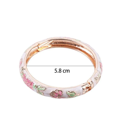 Bracelet Jonc Cloisonné Émaillé Pivoine – Artisanat Ethnique Classique