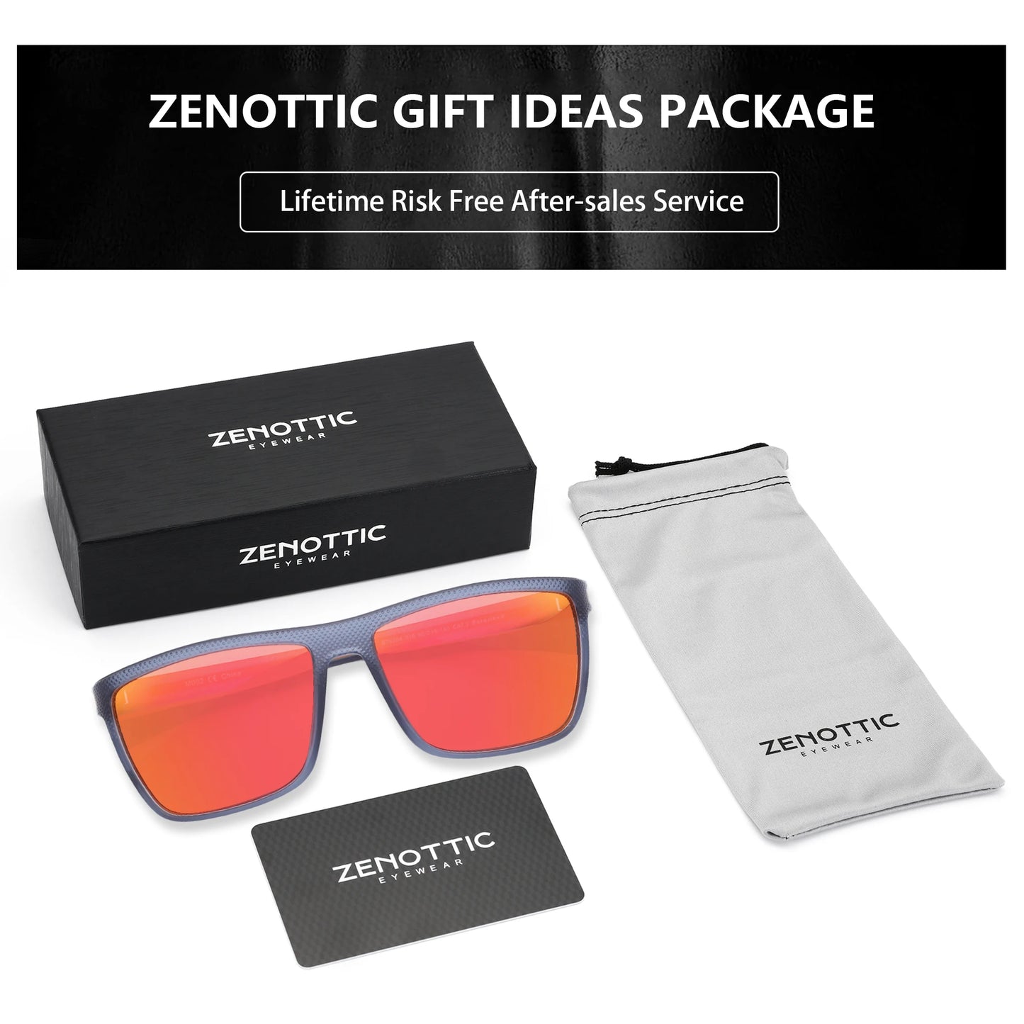 ZENOTTIC Lunettes de Soleil Polarisées Carrées — TR-90 Léger, UV400, Unisexe