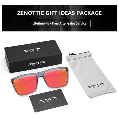 ZENOTTIC Lunettes de Soleil Polarisées Carrées — TR-90 Léger, UV400, Unisexe