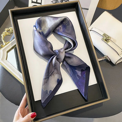 Foulard Carré Soie Naturelle 100% 65cm Femme - Bandana Headscarf Neckerchief Châle Luxe