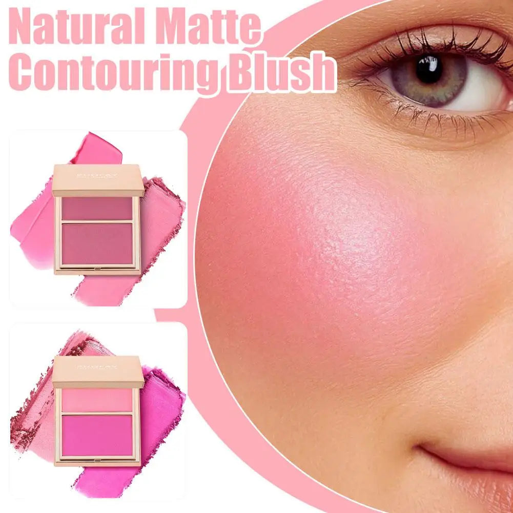Palette Blush Contour Mat Naturel - Double Couleur Haute Pigmentation Longue Tenue Visage Sculpté Beauté