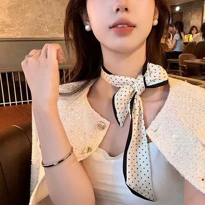 Foulard Ruban Soie Imprimé Léopard Femme - Bandeau Sac Neckerchief Skinny Luxe Mode